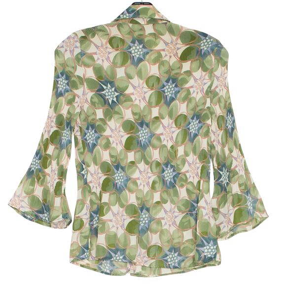 Serenade Top 3/4 Sleeve Floral Cottage Boho Y2K Retro Pleated Button Up Medium - Picture 2 of 6